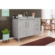 Balcão Gabinete de Pia Nathan 120cm Rústico S/ Tampo