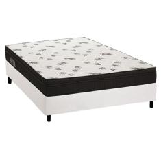 Cama Box Casal: Colchão Espuma D45 Ortobom Light Ortopilow + Base CRC Courano White(138x188)