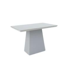 Mesa De Jantar Retangular Com Tampo De Vidro Bárbara Off Whit