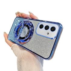 LEMAXELERS Capa para Galaxy A15 5G, com suporte de anel, transparente, brilhante, gradiente, luxuoso, banhado a poliuretano termoplástico macio, capa protetora de corpo inteiro para Samsung Galaxy A15