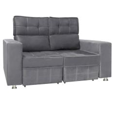 Sofá Retrátil E Reclinável 2 Lugares Londres 1.60cm C/molas - Suede Chumbo