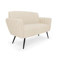 Sofá Namoradeira Pés Palito de Ferro Bruna Linho - D'Rossi, A19 Bege