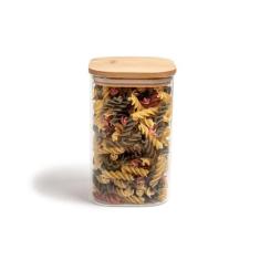Pote de Mantimentos Quadrado Flat 1100ml Tampa Bambu - Oikos, 1,1L, NA