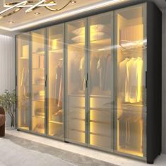 Guarda-roupa Casal 6 Portas com 6 Portas Reflecta com Pés com Led Inno