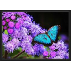 Quadro Decorativo Flores Borboleta Decoração Com Moldura - Vital Quadr