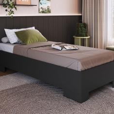Cama de Solteiro Box com Estrado Fixo 80 Xangai Grafite