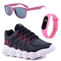 Tenis Infantil De Led Meninas Calce Facil Desenhos Luzinha LIGHT + Ocu