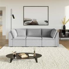 Sofá Modular 2 Módulos Canto 1 Módulo Central Zen Cabecasa Madeiramadeira Cinza