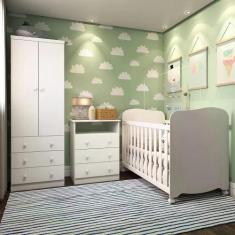 Quarto de Bebê Completo com Berço Americano Guarda Roupa Cômoda Cambal