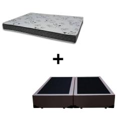 Cama Box King 193 Tecido Sintético Marrom Com Colchão Miller Bello Box - 100% Espuma - D33 Cinza 54x193x203