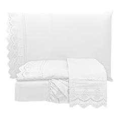 Jogo De Lençol Queen Lauren 300 Fios 4 Peças - Branco