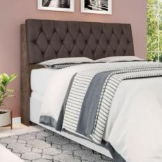 Cabeceira Box Casal Isis Chocolate com Capitonê Marrom - CasaH