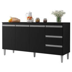 Balcão Pia Andréia 150cm com Tampo mdp - ajl Móveis Preto