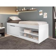 Cama Box Sapateira Solteiro Vanessa 0,88 Branco Com Colchão - Framar Móveis