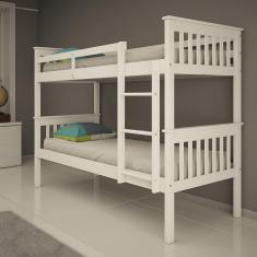 Beliche Solteiro Cama Dupla Madeira Maciça E Mdf Totalità Cor: branco