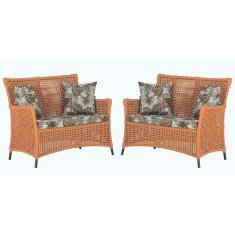 2 Sofás área Externa Igapó Alumínio Preta Corda Náutica E6 Terra Cota