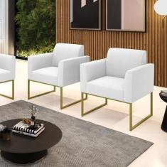 Poltrona Sala Estar Industrial Dourado Kit 2 Marisa Bouclê D03 - DRoss