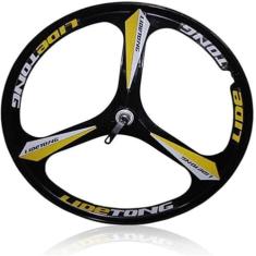 Conjunto de rodas de bicicleta dianteira de impulsor de 26 polegadas, conjunto de rodas traseiras integradas de mountain bike de 3 raios, conjunto de rodas de liga de magnésio com freio a di