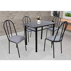Conjunto de Mesa de Cozinha 4 Cadeiras Genebra Preto e Vegetale