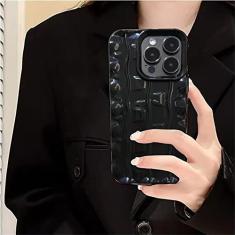 Capa de telefone de silicone macio com textura de ondulação de água colorida 3D para iPhone 14 11 12 13 Pro Max XS X XR 6 7 8 Plus SE Capa quadrada, preta, para iPhone 7