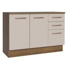 Balcão de Pia Cozinha 2 Portas e 3 Gavetas (Com Tampo) Rustic/Crema Agata Madesa