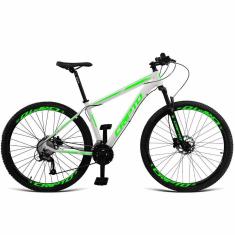 Bicicleta Aro 29 Cripto 27v Shimano Fr. Hidraulico Trava-k7 - Branco-verde - 17" Branco-verde