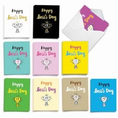 The Best Card Company Number One Boss – 20 cartões sortidos em caixa para o dia do chefe com envelopes (10 x 13 cm) – Apresentando desejos temáticos de trabalho para seu gerente AM5886BOG-B2x10