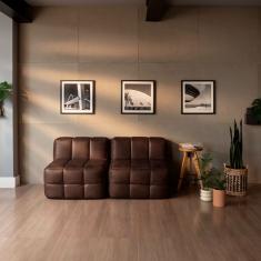 Sofá Guldi Popup com 2 Módulos Centrais Corino Café