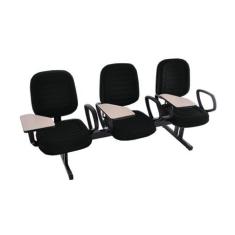 Cadeira Em Longarina Com Prancheta Linha Blenda Preto