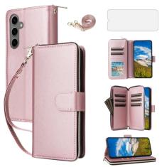 Asuwish Capa de celular para Samsung Galaxy S24 Plus S24+ 5G com protetor de tela de vidro temperado e carteira com zíper, compartimento para cartão, suporte, acessórios para celular S24plus 24S + S
