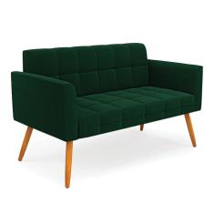 Namoradeira 2 Lugares Pé Palito Castanho Elisa Bouclê Verde D03 - D`Rossi