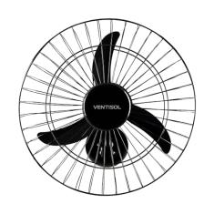 Ventisol Ventilador de Parede Oscilante, 3 Pás Premium, Preto, 50cm, Bivolt