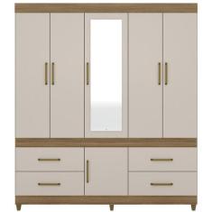 Guarda Roupa Casal 06 Portas Com Espelho 64720 Amendola Off White Demo