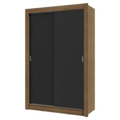 Guarda-roupa Solteiro 2 Portas de Correr Rustic/preto Milano Madesa