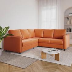 Sofá de Canto 5 Lugares em Veludo Orquídea CabeCasa