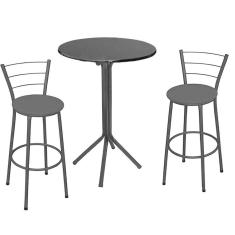 Jogo de 2 Banquetas Preta Assento Preto com Bistro Preto