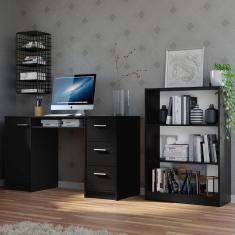 Escrivaninha Alaska e Estante Livreiro 6907 Preto