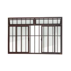 Janela Plus 4 Folhas Com Bandeira E Grade Vidro Liso 100cm X 120cm Brimak Corten