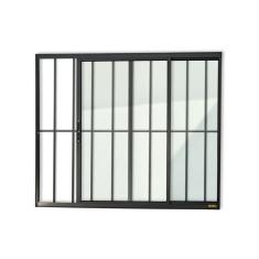 Janela Confort 2 Folhas Com Grade Vidro Liso 80cm X 100cm Brimak Preto