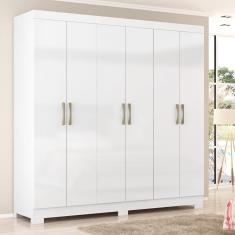 Guarda Roupa 6 Portas Com Pés Paris Espresso Móveis Branco