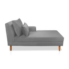 Divã Chaise Jade 1,60 Cm Pés Chanfrado Suede Cinza