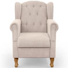 Poltrona Decorativa Para Sala De Estar Yara P02 Suede - Lyam Decor Bege