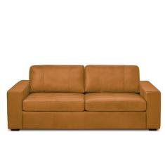 Sofá Decorativo Agatha 2 Lugares Sala De Estar 150cm Pés Em Madeira Couro Caramelo G88 - Gran Belo