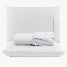 Jogo De Lençol Peletizado 400 Fios King 3 Peças - Casa - Hotel - Pousada - Branco