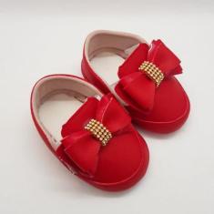 Tênis Calce Fácil com Laço Menina Ticos Baby - Tico'S Baby, Vermelho, 