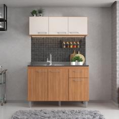 Cozinha Iara Modulada 2 Peças 6 Portas 1 Gaveta Freijó/Off White