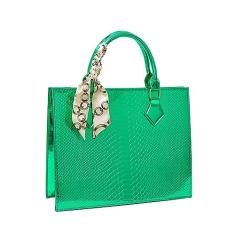 Bolsa feminina feminina de couro PU com alça superior grande, Verde