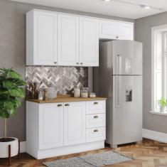 Cozinha Compacta Americana 6 Portas 3 Gavetas 100% Mdf Branco/Nature - Henn