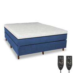 Cama Box e Colchão Magnético Massageador - Eco Premium - Eco New, Azul