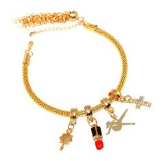 Pulseira Berloque Espelho Batom Pilates Folheado Ouro 18k - Milena Fol